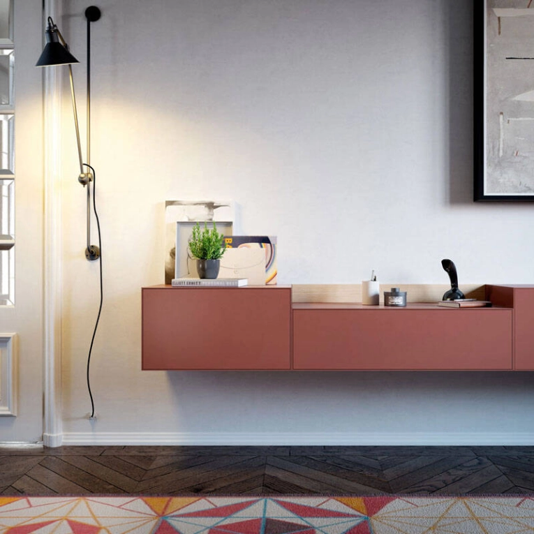 Meuble de rangement LAUKI L 272 x H 36 Rouille/ chêne naturel TREKU