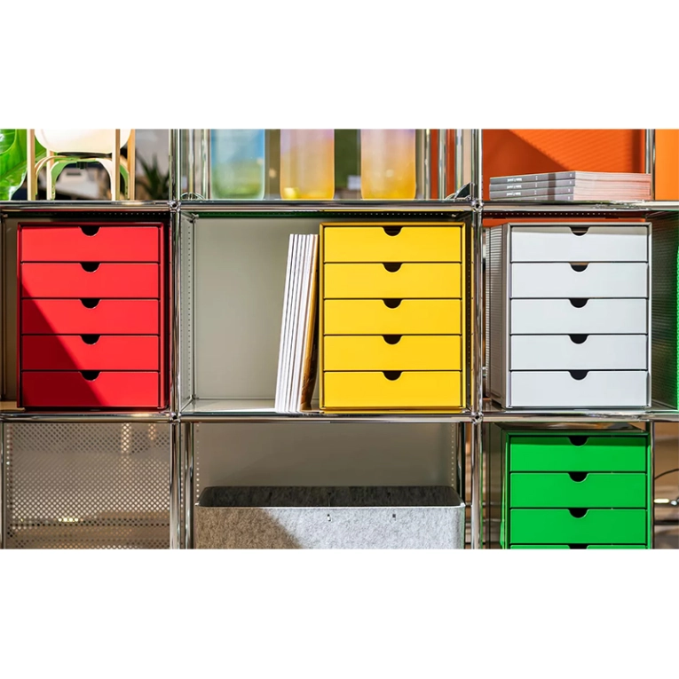 Petit rangement Boite USM INOS 5 tiroirs Vert olive USM HALLER