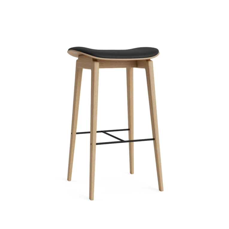 Tabouret haut NY11 Cuir Ultra Black 41599/ chêne naturel NORR11