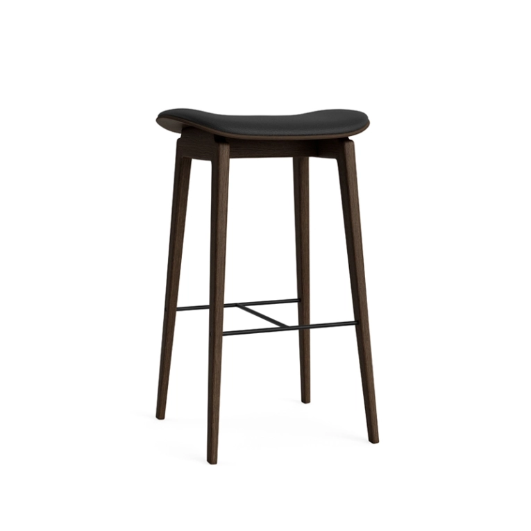 Tabouret haut NY11 Cuir Ultra Black 41599/ chêne fumé foncé NORR11
