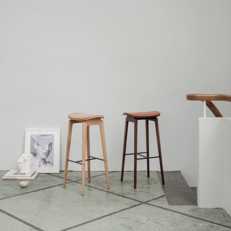 Tabouret haut NY11 Cuir Dunes Camel 21004/ chêne naturel NORR11