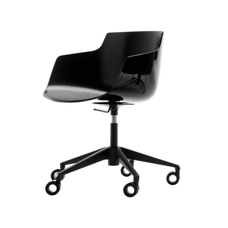 Fauteuil de bureau FLOW SLIM 5 branches sur roulettes Noir MDF