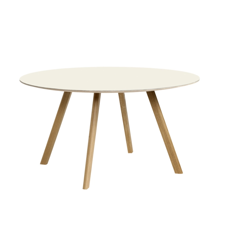 Table COPENHAGUE ROUND TABLE CPH25  Ø140 Lino blanc cassé/ chêne vernis à base d'eau HAY