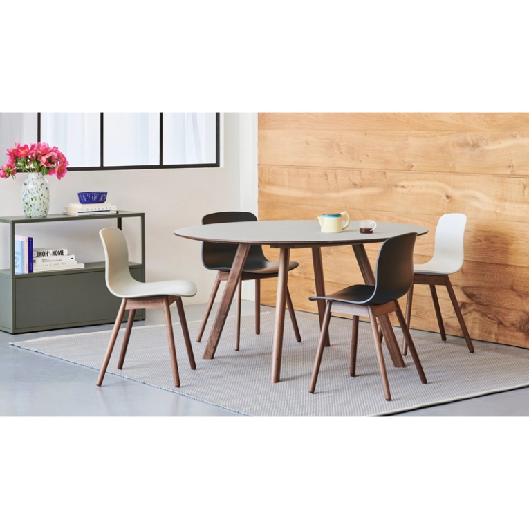 Table COPENHAGUE ROUND TABLE CPH25  Ø140 Lino gris foncé/ noyer vernis à base d'eau HAY