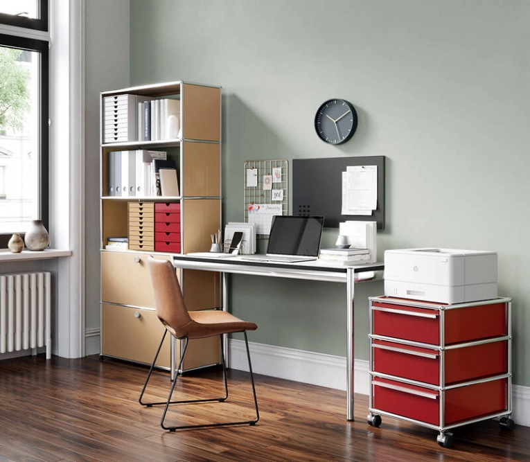 Bureau USM HALLER L125 étroite Stratifié gris perle USM HALLER