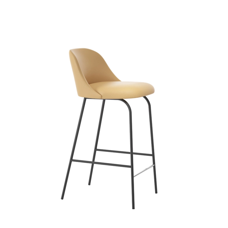 Tabouret haut ALETA dossier bas Beige 1050 / Noir VICCARBE