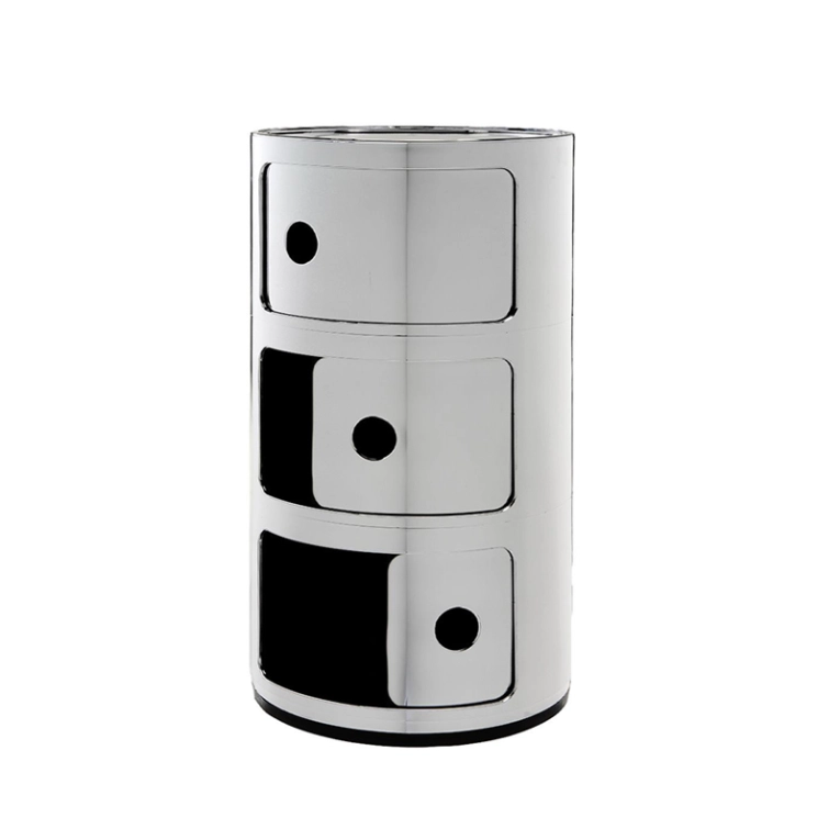 Meuble de rangement COMPONIBILI métallisé 3 portes Chrome KARTELL