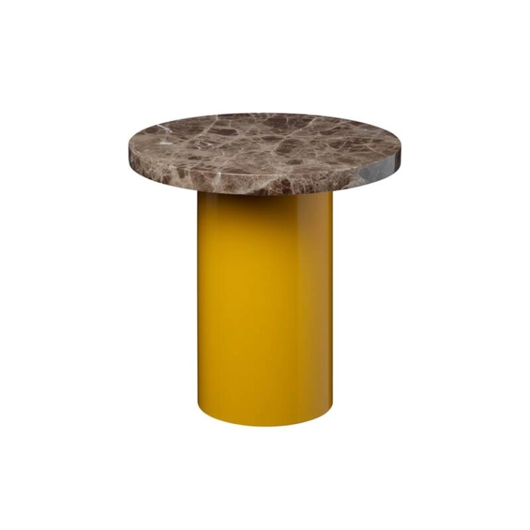 Table d'appoint guéridon CT09 ENOKI Ø 40 x H 40 Marron/ jaune E15