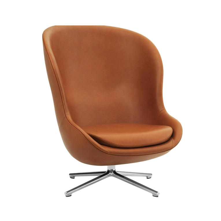 Fauteuil HYG HIGH pivotant cuir Brandy 41574 Normann Copenhagen