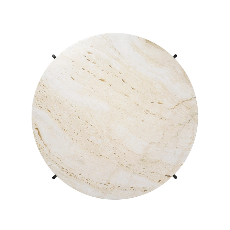 Table basse TS COFFEE Ø 80 Travertin blanc neutre GUBI