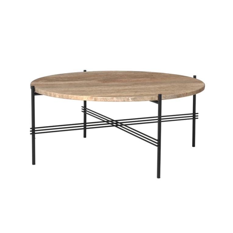 Table basse TS COFFEE Ø 80 Travertin taupe chaud GUBI