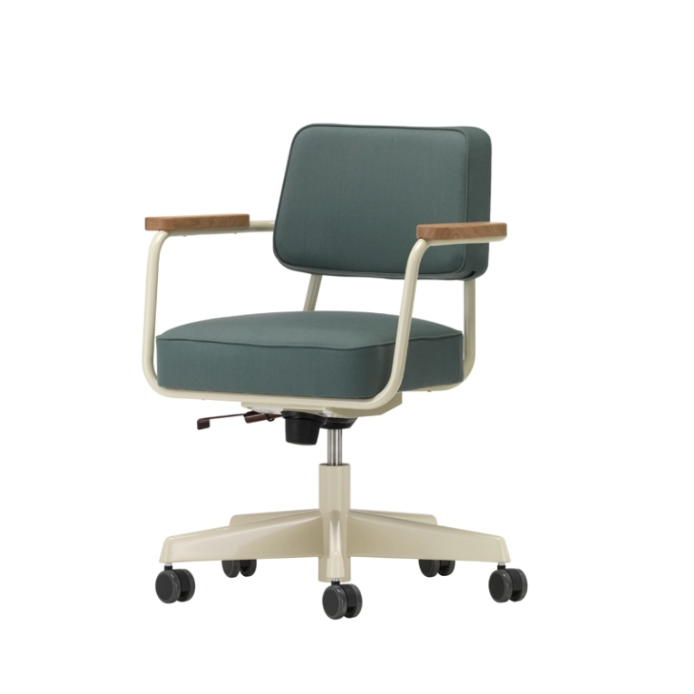 Fauteuil de bureau FAUTEUIL DIRECTION PIVOTANT Twill gris vert 17/ Prouvé Blanc Colombe VITRA