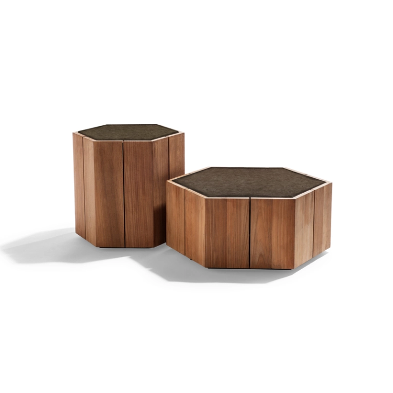 Table basse extérieur Table d'appoint HEXAGON Wengé TRIBU