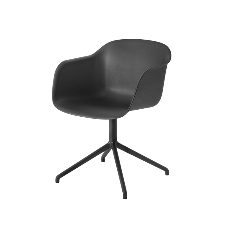 Chaise FIBER ARMCHAIR pied central Noir MUUTO