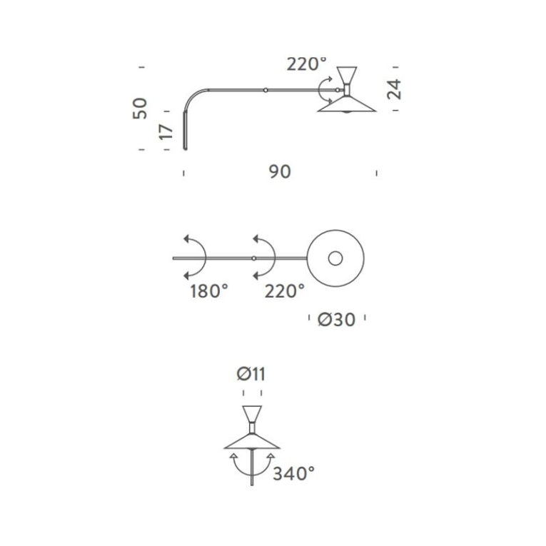 Applique LAMPE DE MARSEILLE MINI Noir mat NEMO LIGHTING