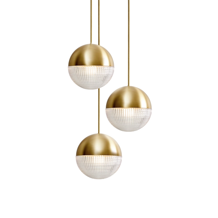 Suspension LITTLE LENS FLAIR CHANDELIER Laiton brossé LEE BROOM