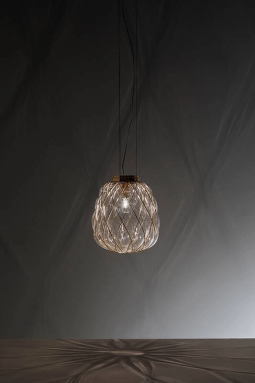 Suspension PINECONE Medium Chrome/ transparent FONTANA ARTE