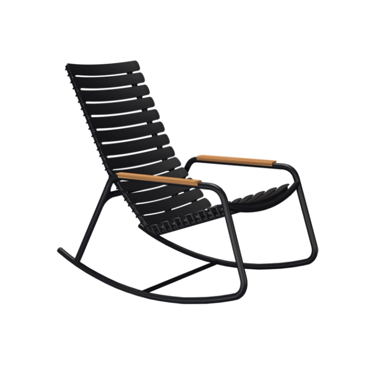 Fauteuil extérieur Rocking Chair RECLIPS accoudoirs bambou Noir HOUE