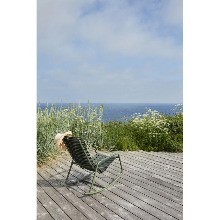 Fauteuil extérieur Rocking Chair RECLIPS accoudoirs bambou Noir HOUE