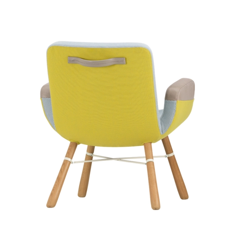 Fauteuil EAST RIVER Jaune/ bleu ciel  Pieds naturels VITRA