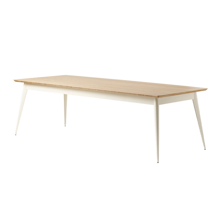 Table Table 55 240x100 plateau chêne  Blanc perlé TOLIX