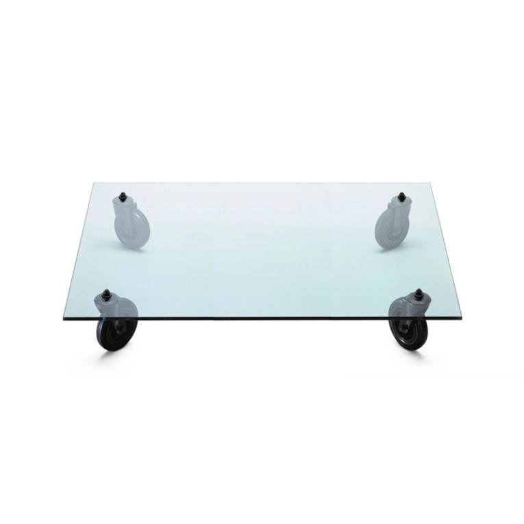 Table basse TAVOLO CON RUOTE Rectangulaire Transparent FONTANA ARTE