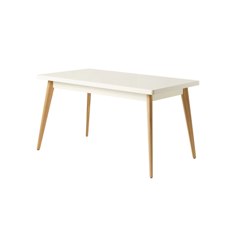 Table Table 55 140x80 pieds bois  Blanc perlé TOLIX