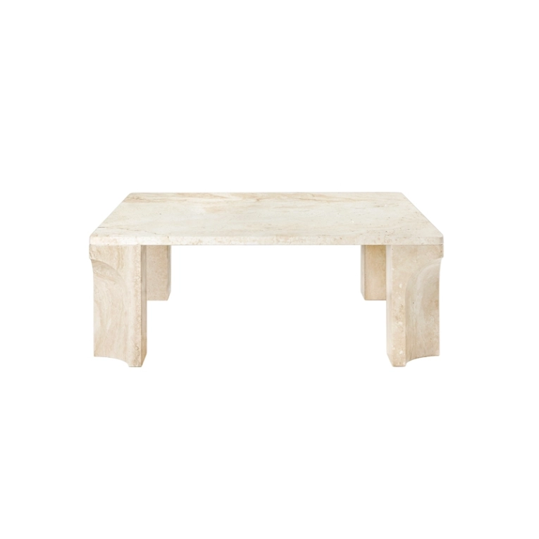 Table basse DORIC 80x80 Travertin blanc neutre GUBI