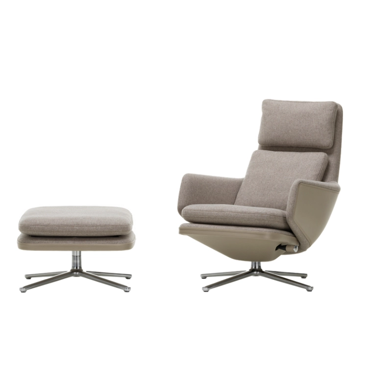Fauteuil GRAND RELAX & OTTOMAN Tissu Fossil 02/ sable 07 VITRA