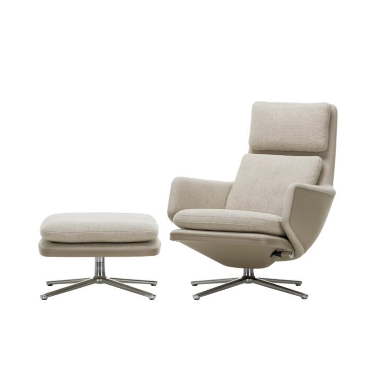 Fauteuil GRAND RELAX & OTTOMAN Tissu Beige gris 03/ sable 07 VITRA