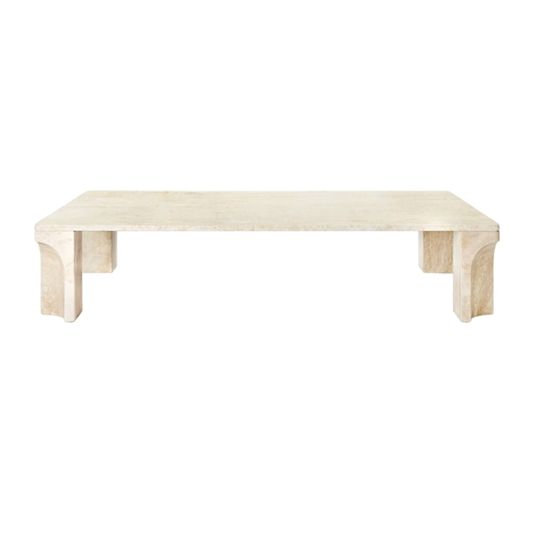 Table basse DORIC 140x80 Travertin blanc neutre GUBI