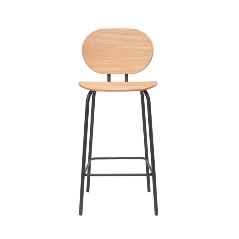 Tabouret haut HARI bois Chêne naturel/ époxy noir ONDARRETA