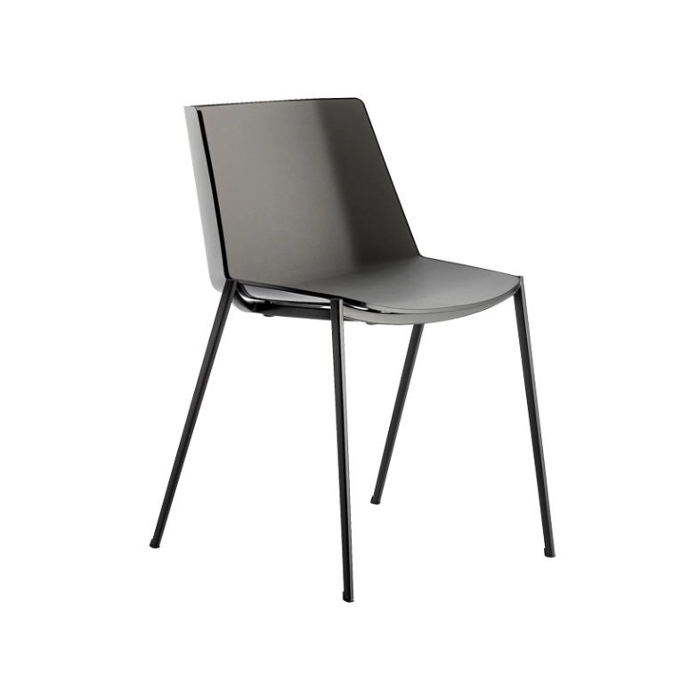 Chaise AÏKU pieds coniques Noir/ Gris foncé MDF