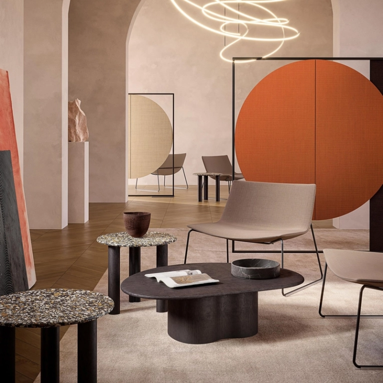 Table basse GHIA L 105 pied central Chêne noir ARPER