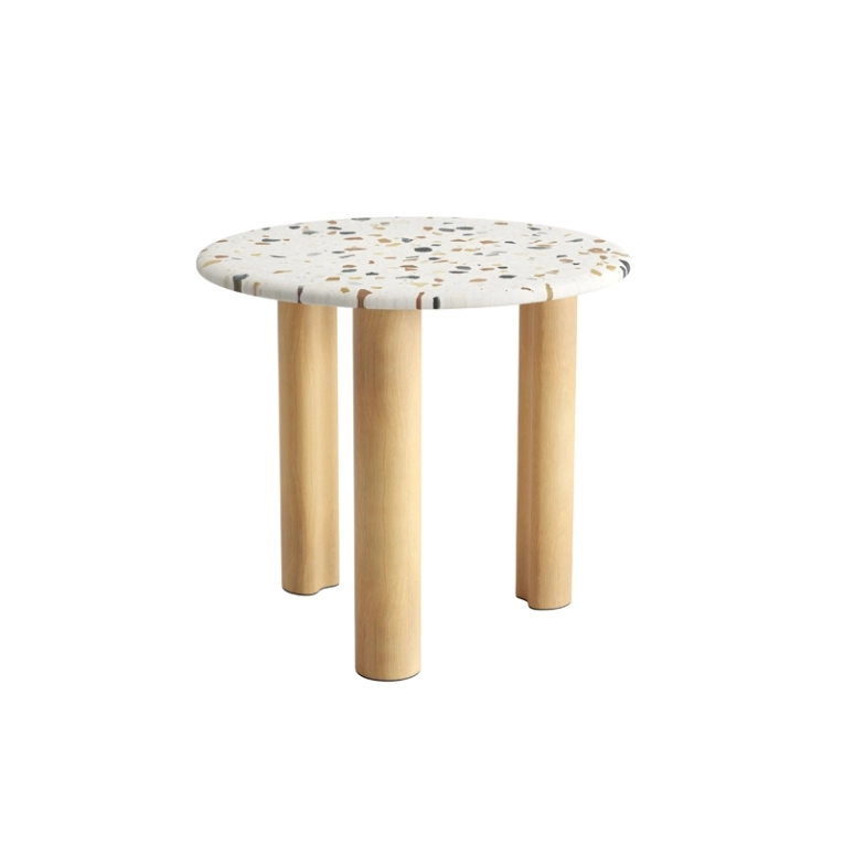 Table d'appoint guéridon GHIA Ø 50 3 pieds terrazzo Terrazzo clair/ chêne ARPER