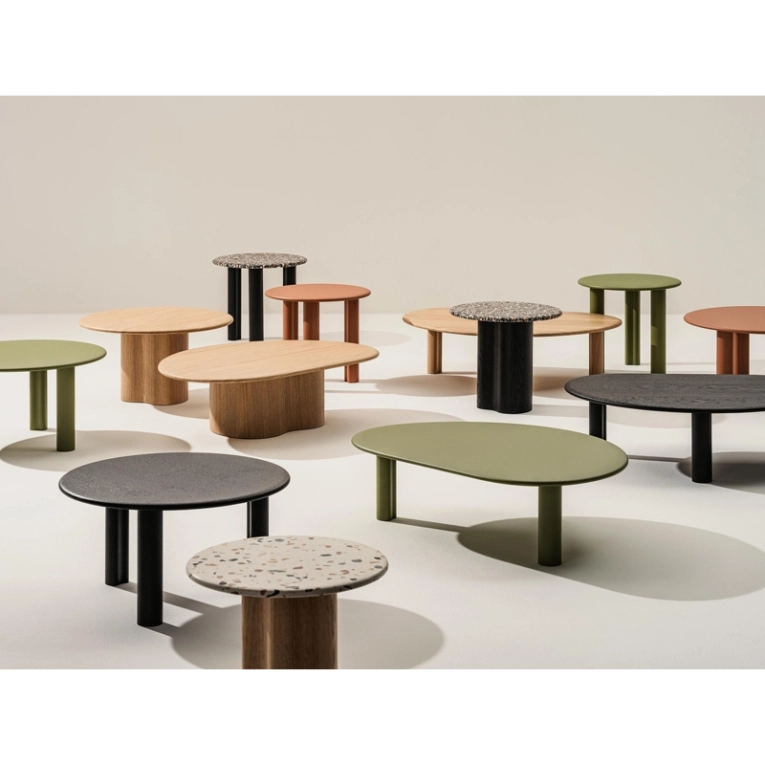 Table d'appoint guéridon GHIA Ø 50 3 pieds terrazzo Terrazzo clair/ chêne noir ARPER