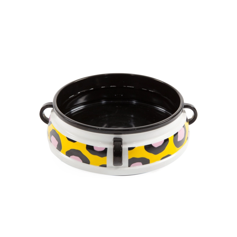 Centre de table & corbeille Coupe CAULIFLOWER Blanc, noir et jaune MEMPHIS MILANO