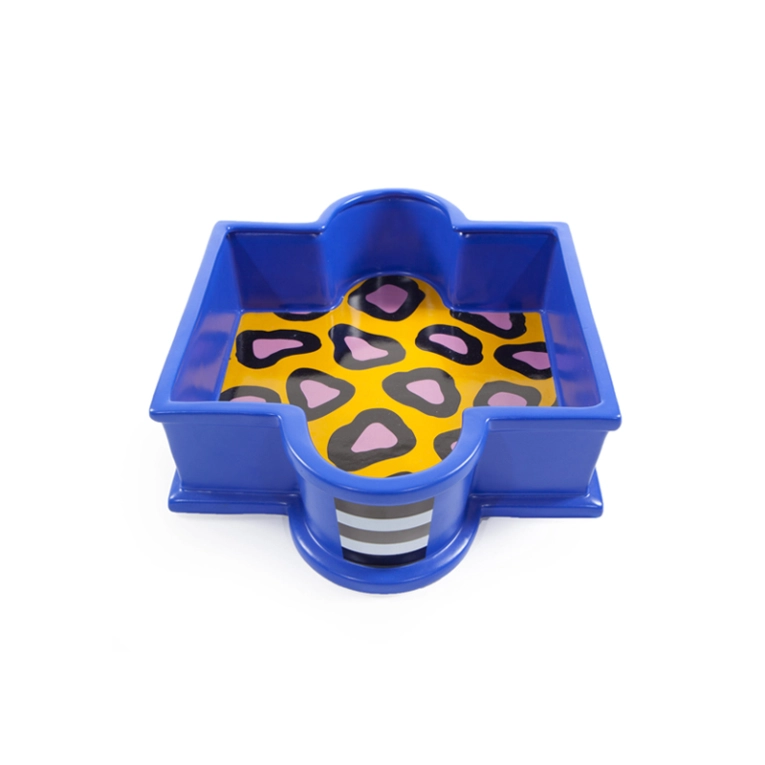 Centre de table & corbeille Coupe ONION Jaune et bleu MEMPHIS MILANO