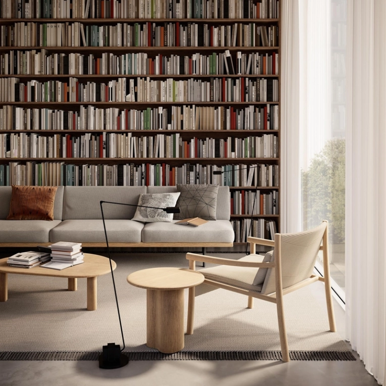 Table d'appoint guéridon GHIA Ø 50 pied central Chêne noir ARPER