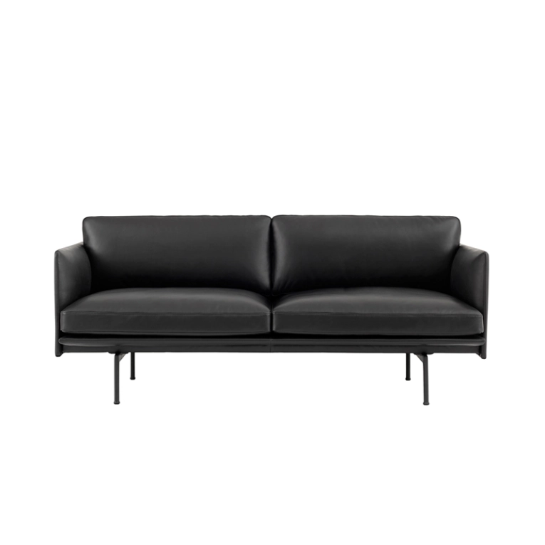 Canapé OUTLINE 2 places Cuir Noir MUUTO