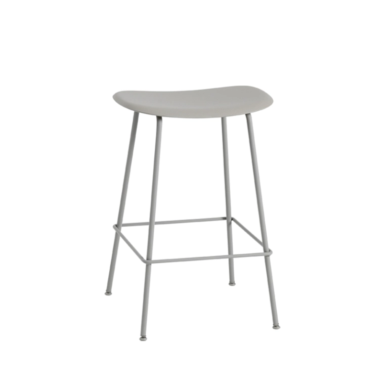 Tabouret haut FIBER BAR STOOL pieds acier Gris MUUTO