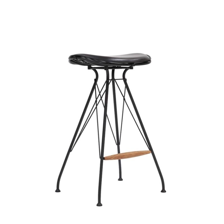 Tabouret haut WIRE BARSTOOL LOW Noir/ Cuir Elegance noir OVERGAARD & DYRMAN