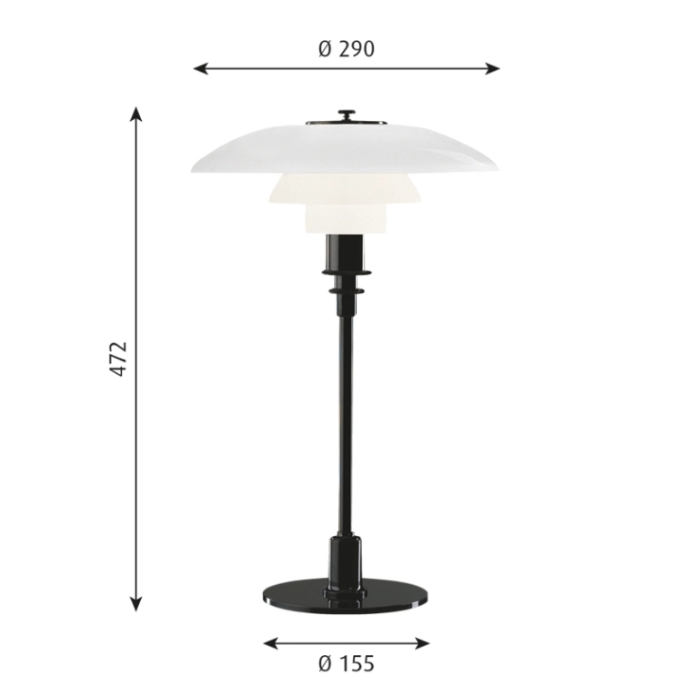 Lampe à poser PH 3/2 TABLE Noir métallisé LOUIS POULSEN