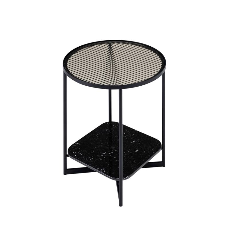 Table d'appoint guéridon MOHANA S Noir/ marbre noir