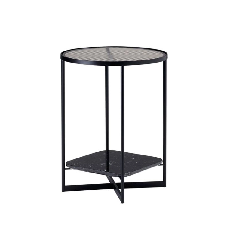 Table d'appoint guéridon MOHANA S Noir/ marbre noir
