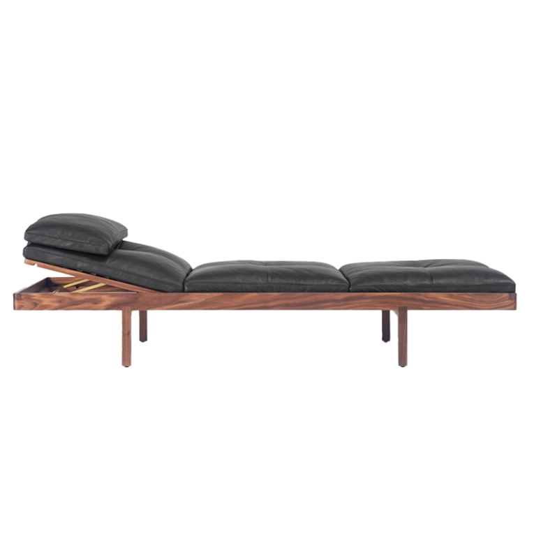 Canapé DAYBED Cuir Elegant noir/ noyer huilé BASSAMFELLOWS
