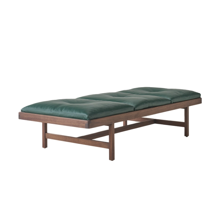 Canapé DAYBED Cuir Coach vert foncé/ noyer huilé noir BASSAMFELLOWS