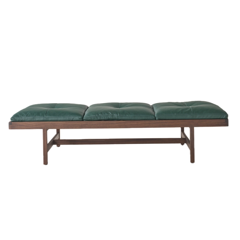Canapé DAYBED Cuir Coach vert foncé/ noyer huilé noir BASSAMFELLOWS