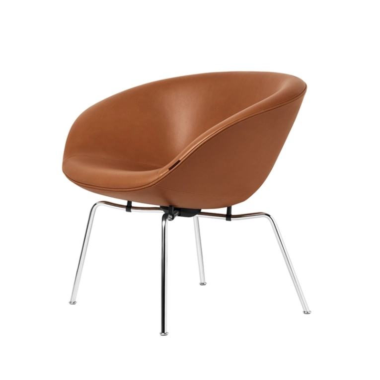 Fauteuil POT Cuir Marron walnut FRITZ HANSEN