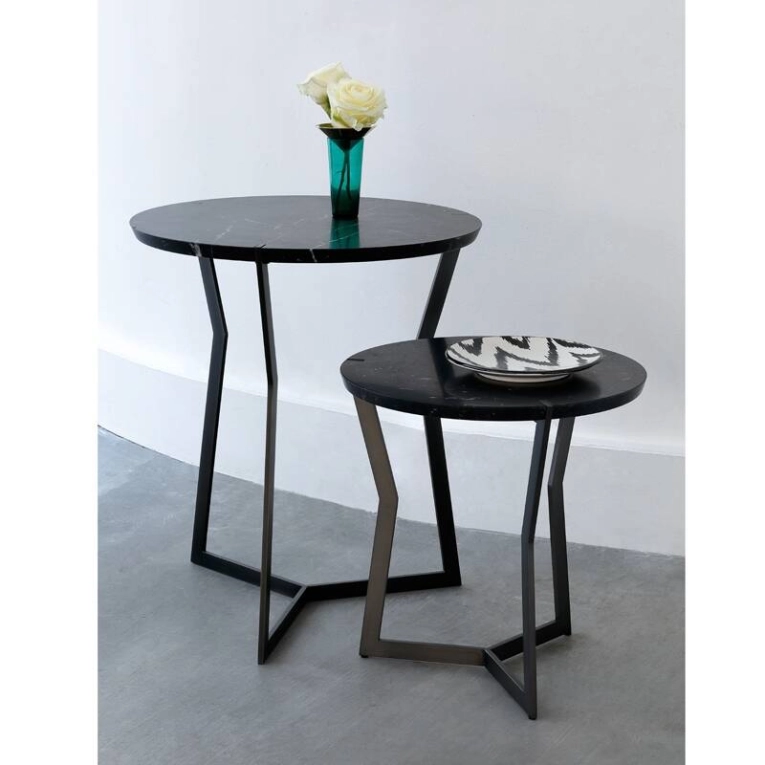 Table d'appoint guéridon STAR MINI Marquina Noir COEDITION